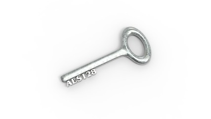 3d rendering of key with encrypted method with white background