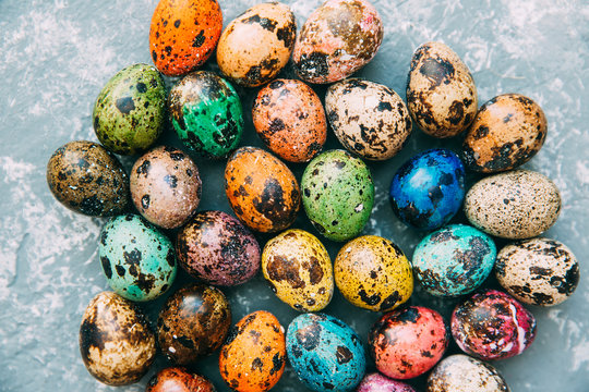 Close-up of multi-colored Easter eggs