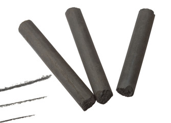 Artist's black charcoal isolated on white background