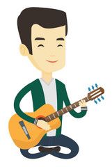 Man playing acoustic guitar vector illustration.