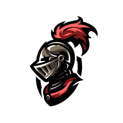 Medieval warrior knight in helmet.