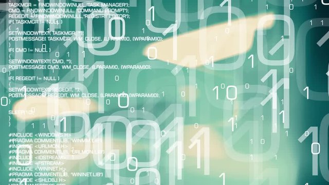 Computer worm trojan virus, cyber attack motion background