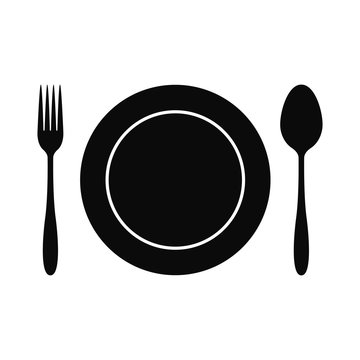 Fork spoon and plate icon vector