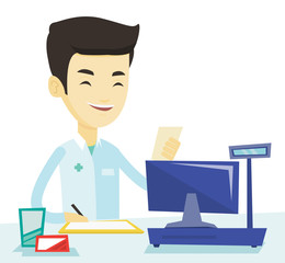 Pharmacist writing prescription.