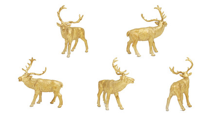 Golden deer figure | model isolated on white background