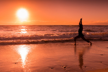 Yoga on a Maui Beach at Sunset