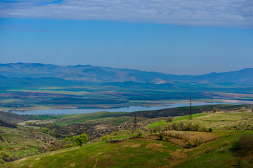 Fototapeta na wymiar Amazing view Aghstev reservoir, on Armenian-Azerbayjan state border
