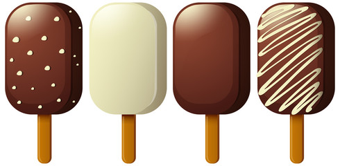 Different flavors of popsicle icecream
