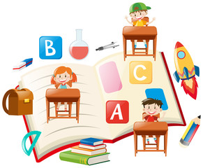 Education theme with kids and books
