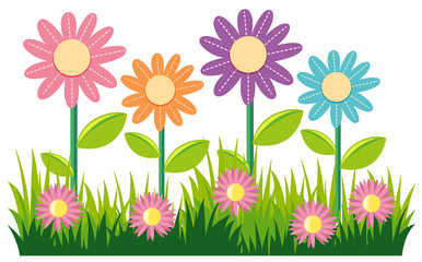 Seamless nature design with flowers and grass