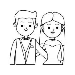 wedding couple cartoon icon over white background. vector illustration