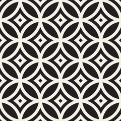 Vector Seamless Geometric Rounded Lines Pattern. Abstract Geometric Background Design