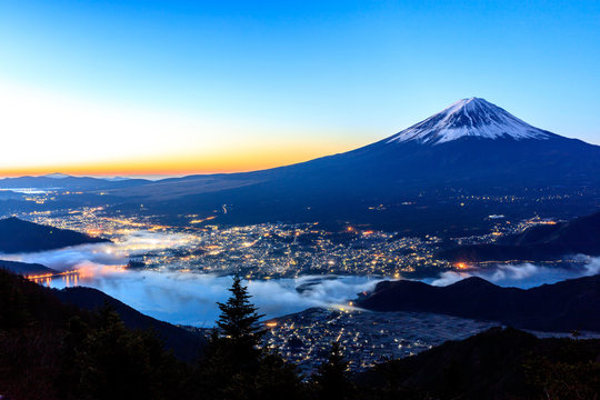 Aerial view of Mt. Fuji and Kawaguchiko