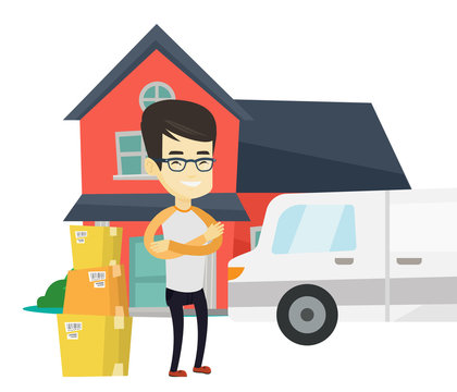 Man moving to house vector illustration.