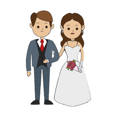 wedding couple cartoon icon over white background. colorful design. vector illustration