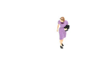 Miniature people walking passenger concept on background with a space for text