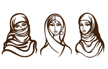 Set of vector images Indian, Muslim.