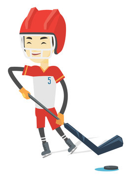 Ice hockey player vector illustration.