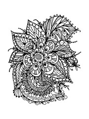 Vector Image Doodle, drawing for coloring the floral motif.