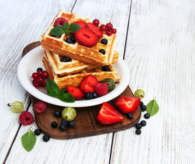 waffles with fresh berries
