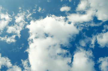 Naklejka na ściany i meble Blue sky with cumulus clouds in summer in Ukraine