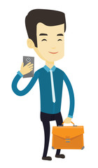Business man making selfie vector illustration.