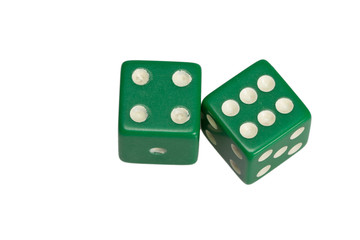 Two dice showing four and six