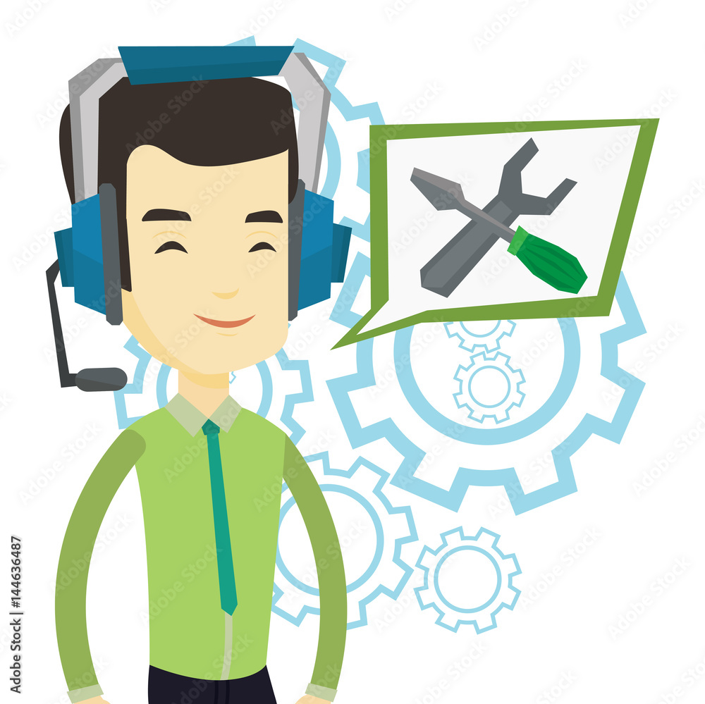 Poster technical support operator vector illustration.