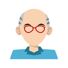 old man with glasses, cartoon icon over white background. colorful design. vector illustration