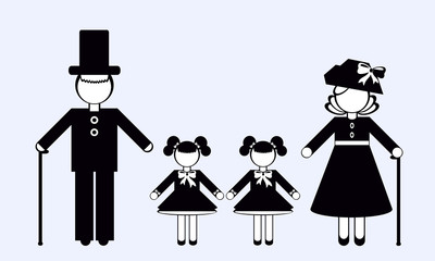 Silhouettes of People. Black and White colors