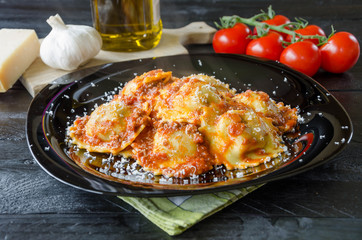 Ravioli in a tomato sauce