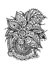 Image Doodle, drawing for coloring the floral motif.