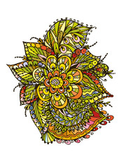 Image Doodle, drawing for coloring the floral motif.