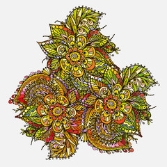 Image Doodle, drawing for coloring the mandala. triangular pattern