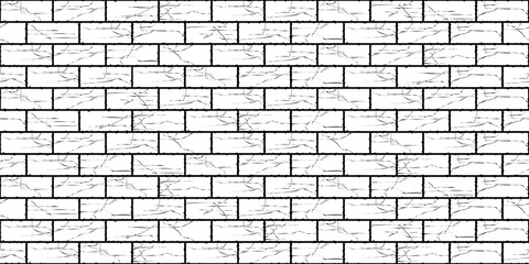 Wall, texture brick. Black and white. Vector illustration.