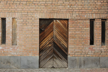 Brick wall with door