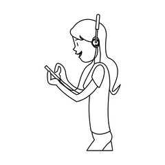 woman listening music, cartoon icon over white background. vector illustration