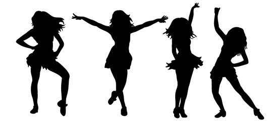 Vector, illustration, silhouette of dancing girl, collection