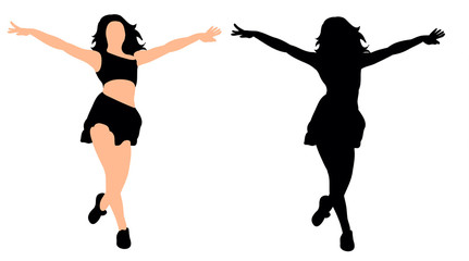 Vector, illustration, silhouette of dancing girl
