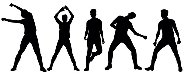 Vector  silhouette of a beautifully dancing man, collection