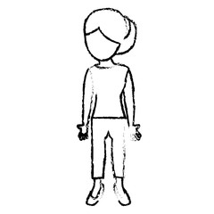 sketch woman mother character vector illustration eps 10