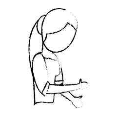 sketch woman mother character vector illustration eps 10