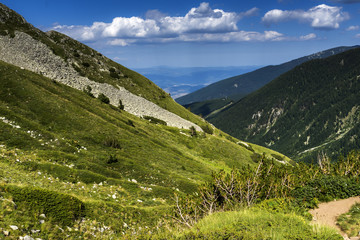Naklejka premium Trail for climbing a Vihren peak, Pirin Mountain, Bulgaria
