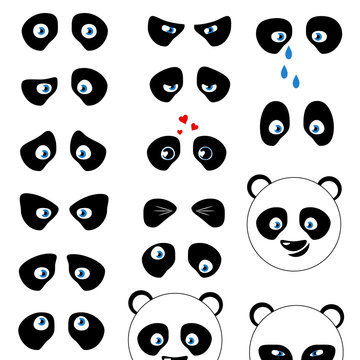 Eyes of a panda for stickers that depict different emotions.