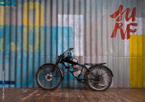 Vintage Garage Interior With Motorbike Vintage Garage Interior With Motorbike