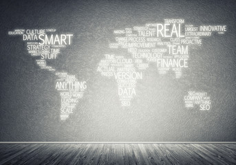 World map in typography