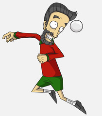 Fototapeta premium soccer player action kick the ball. cartoon vector and illustration