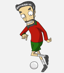 soccer player action kick the ball.  cartoon vector and illustration