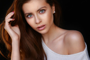 Fototapeta premium Beautiful young female brunette