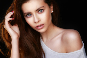 Fototapeta premium Beautiful young female brunette